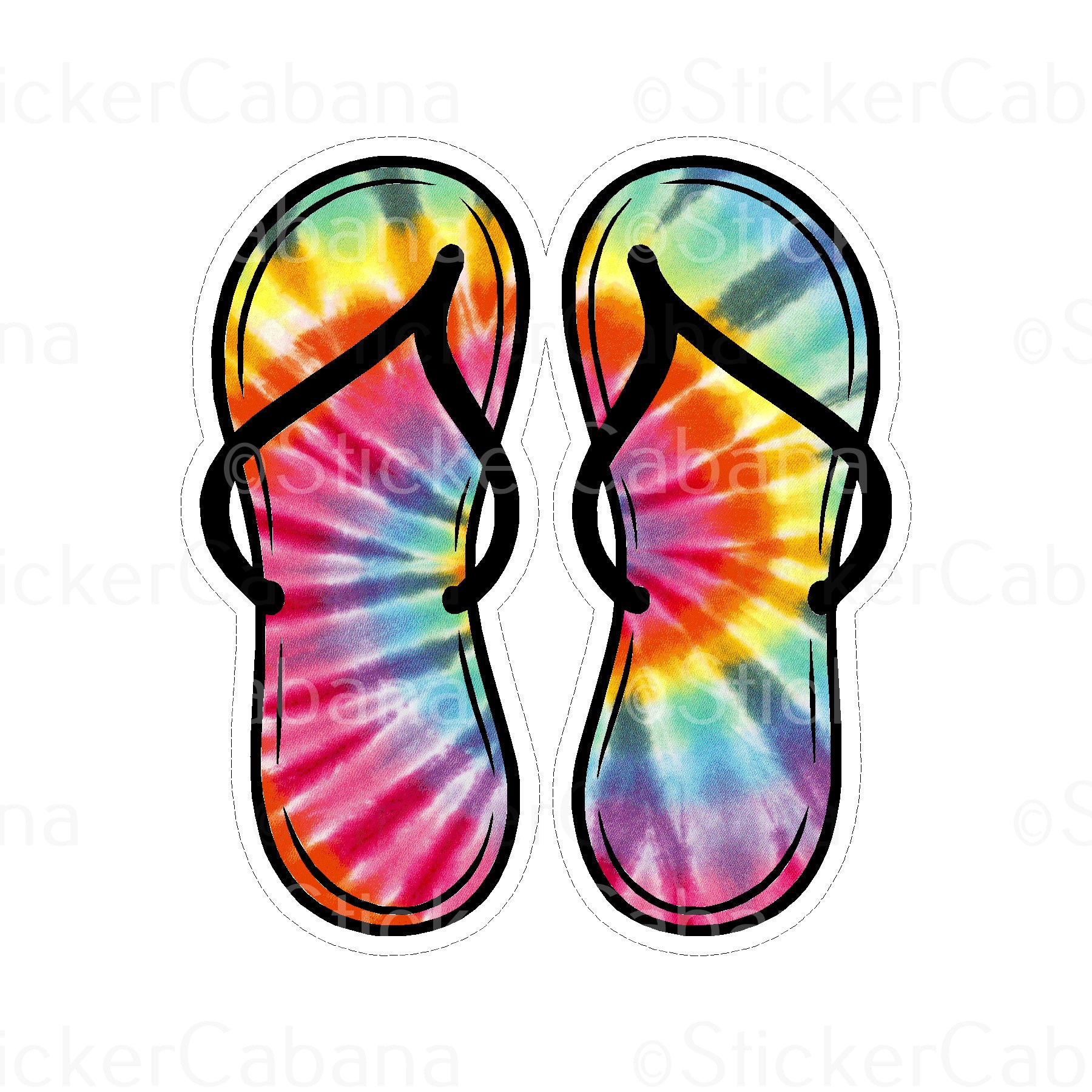 Sticker Cabana Tye Dye Flip Flop Sticker
