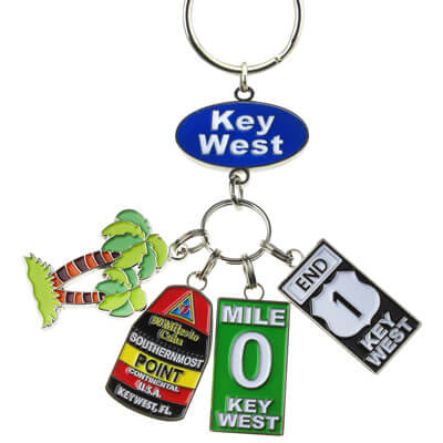 Key West Icons & Palm Tree Charm Keychain
