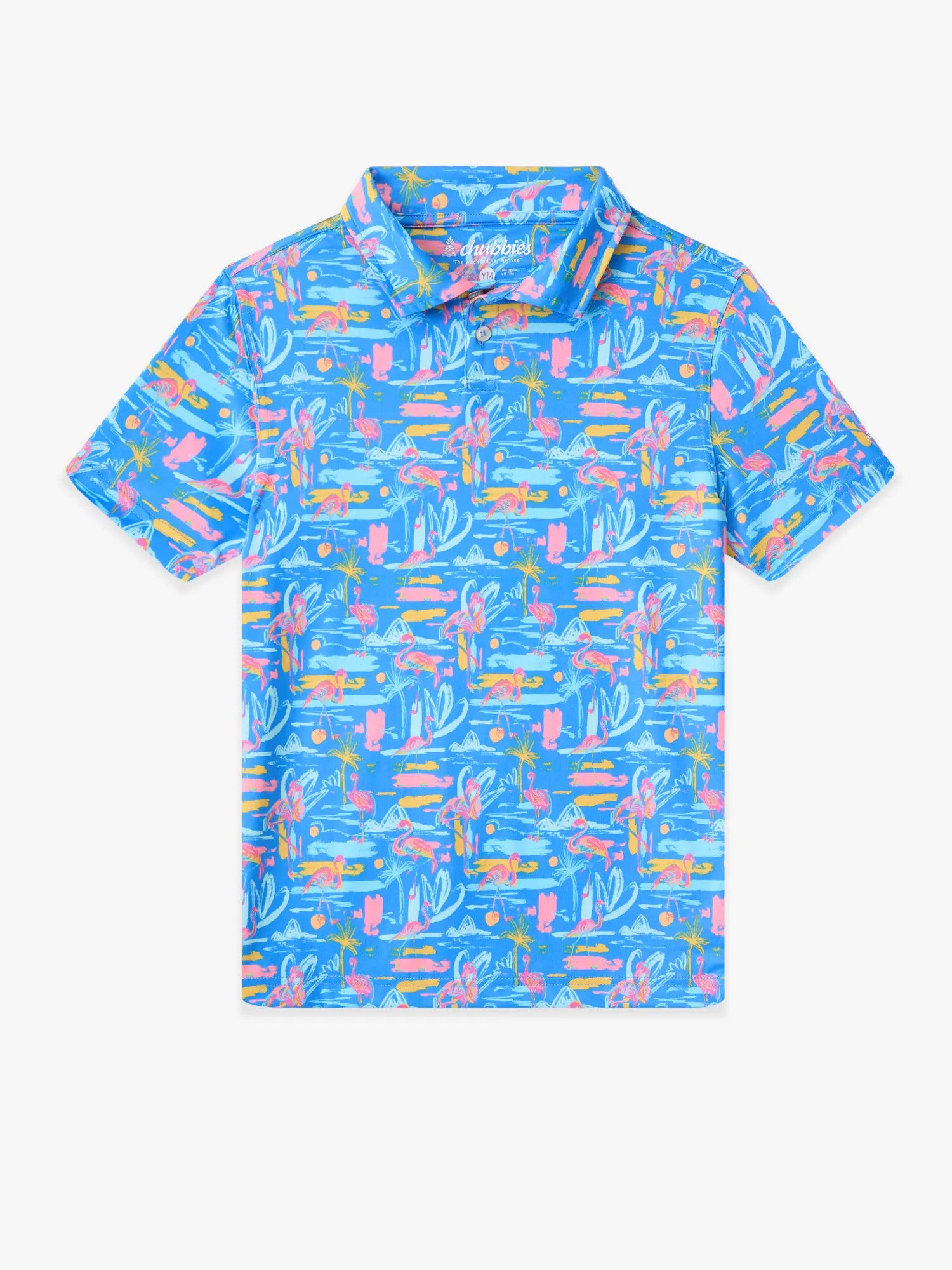 Chubbies The Single & Ready To Flamingle Boys Perf Polo - Blue