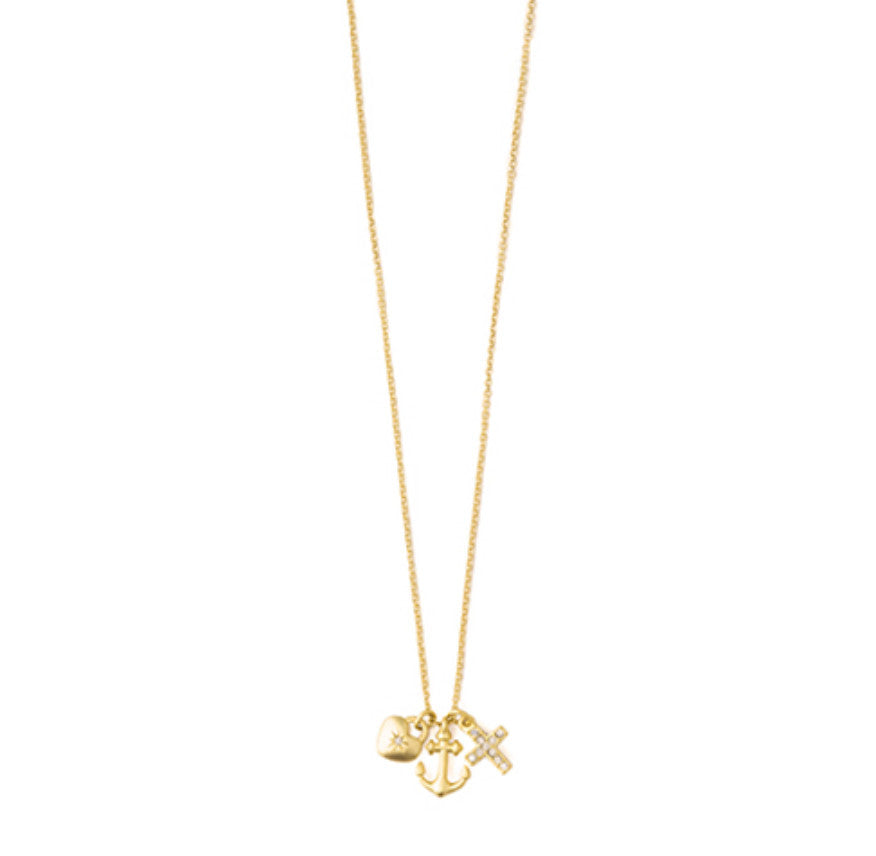 Spartina Rejoice Faith Hope Love Sea La Vie Necklace Gold