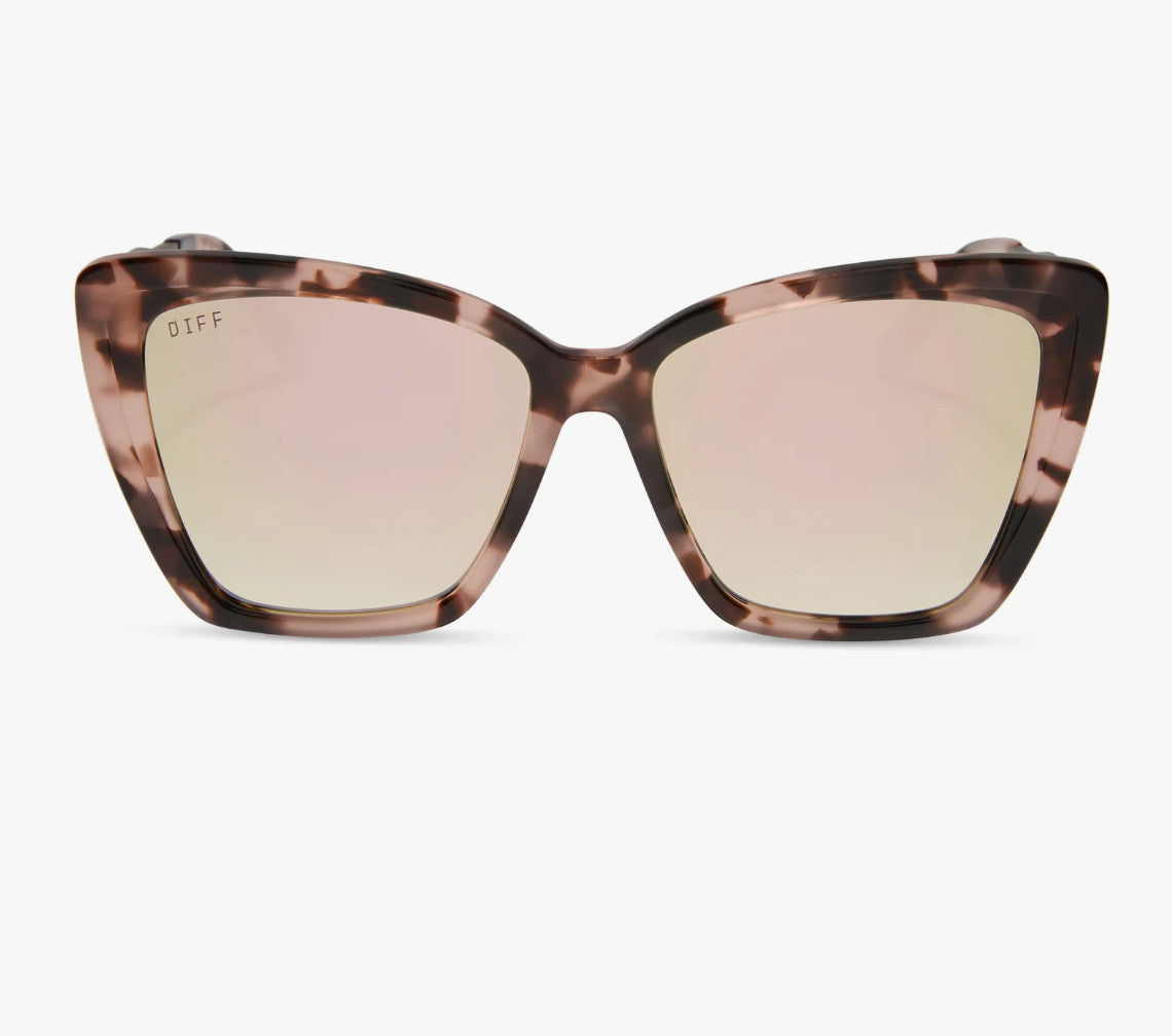 Diff Becky II Himalayan Tortoise Frame w/ Taupe Flash Lens Sunglasses Polarized