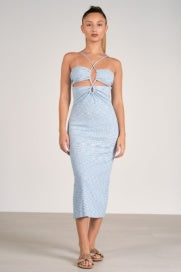 Elan Kya Midi Dress Blue/White