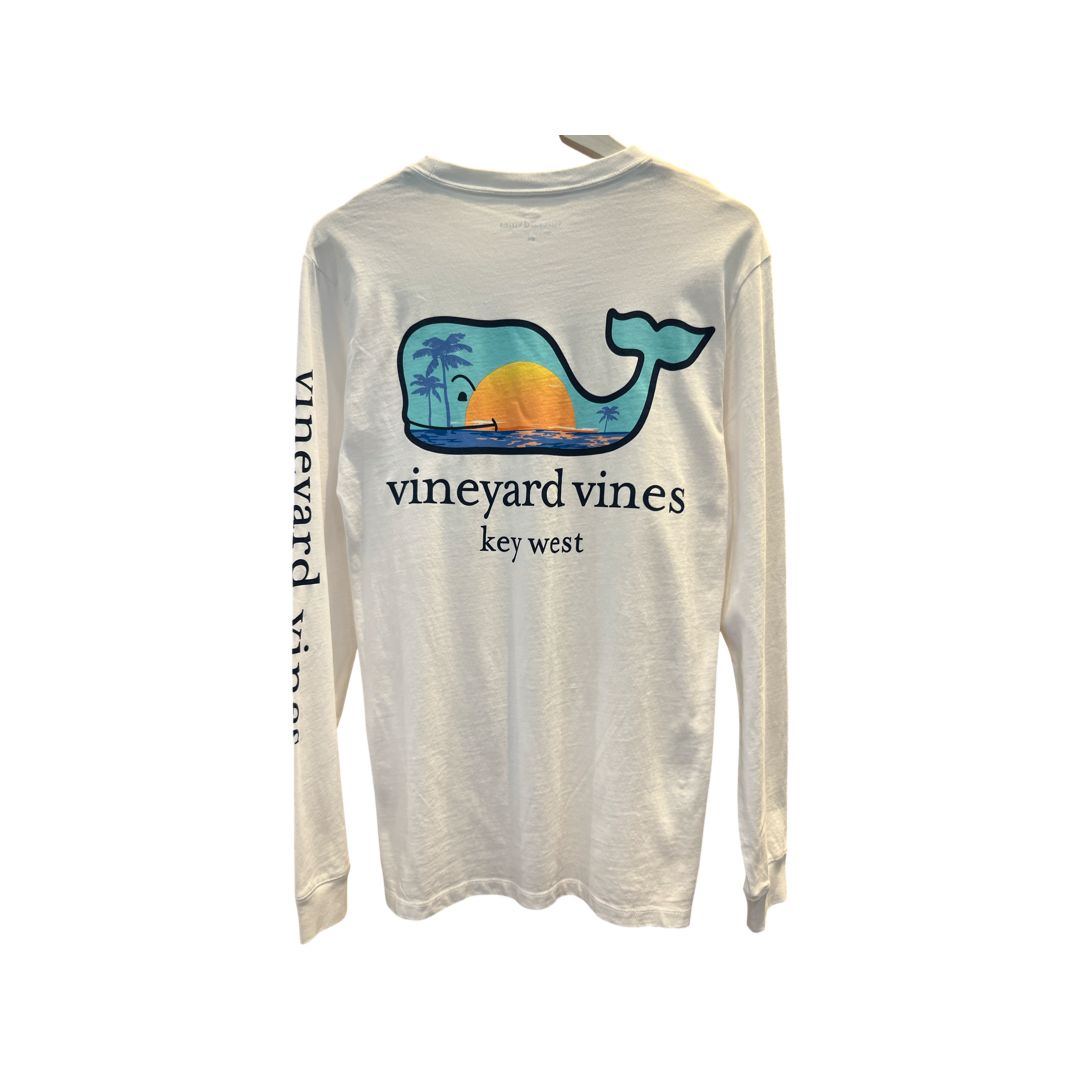 Vineyard Vines Sunset Scene Key West Pocket Tee Long Sleeve