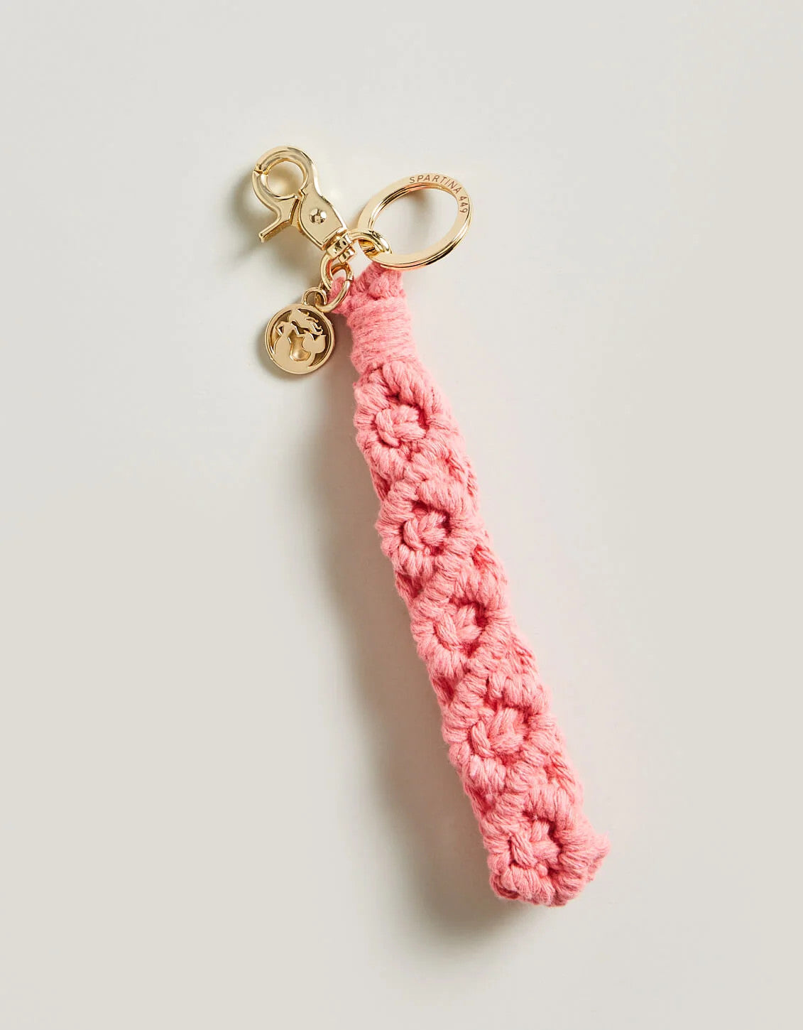 Spartina Macrame Wristlet Keychain Pink