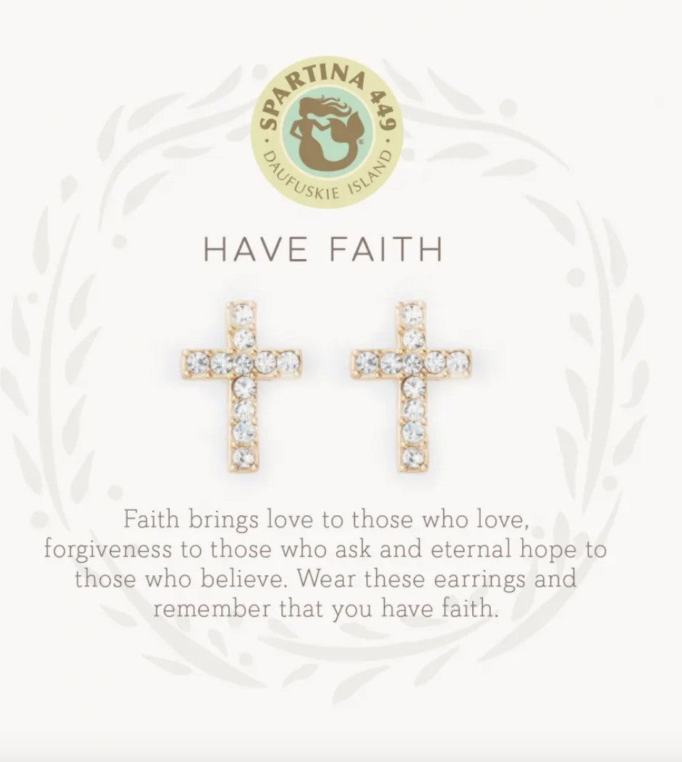 Spartina Have Faith Sea La Vie Earrings Gold