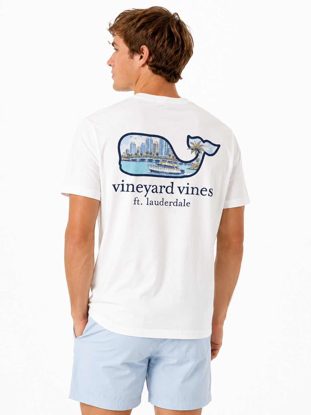 Vineyard Vines Scenic Water Taxi Ft. Lauderdale Pocket Tee Short Sleeve White Cap