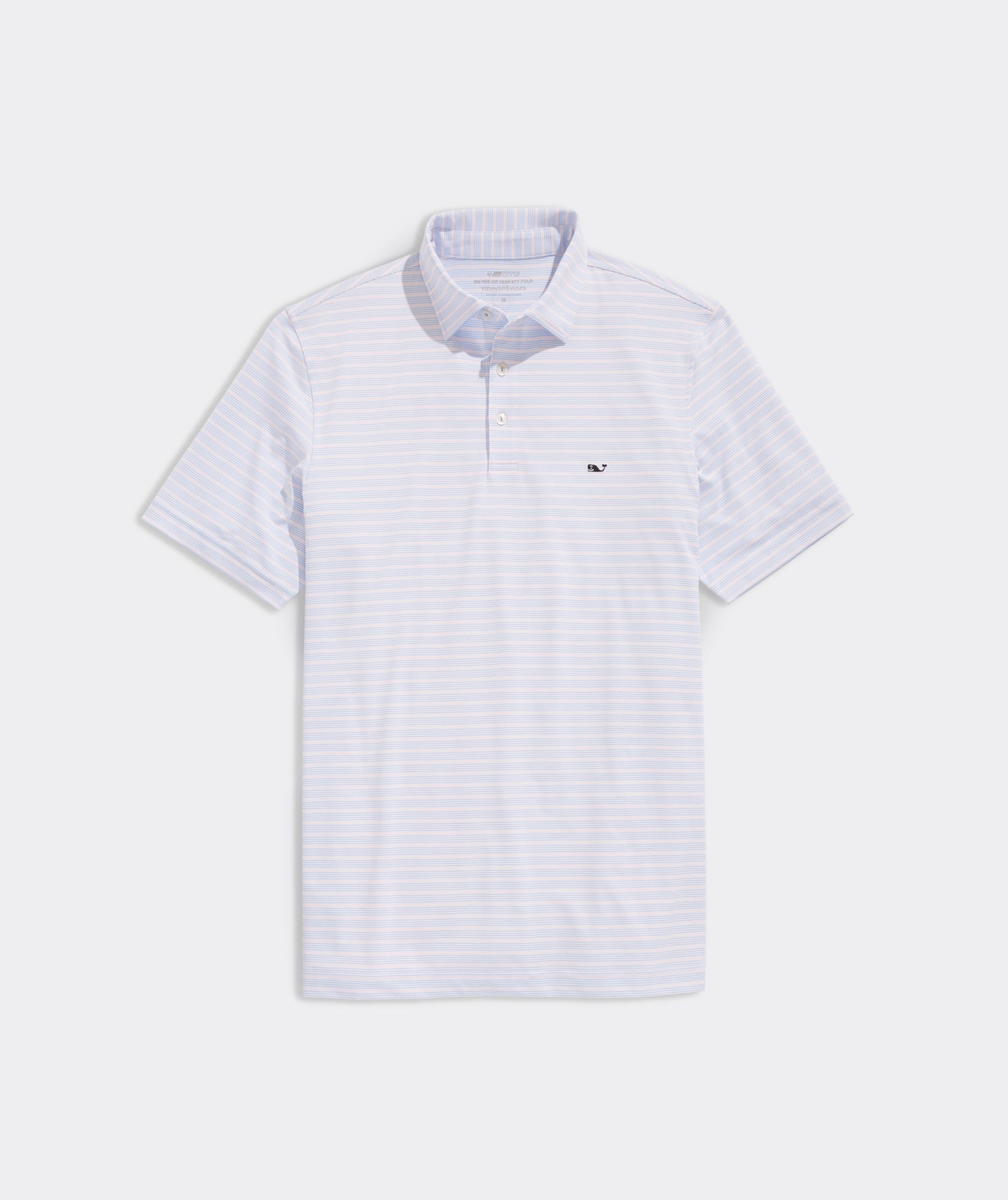 Vineyard Vines Tri-Color St. Jean Stripe Sankaty Polo White Cap/ Ocean Breeze/ Flamingo**