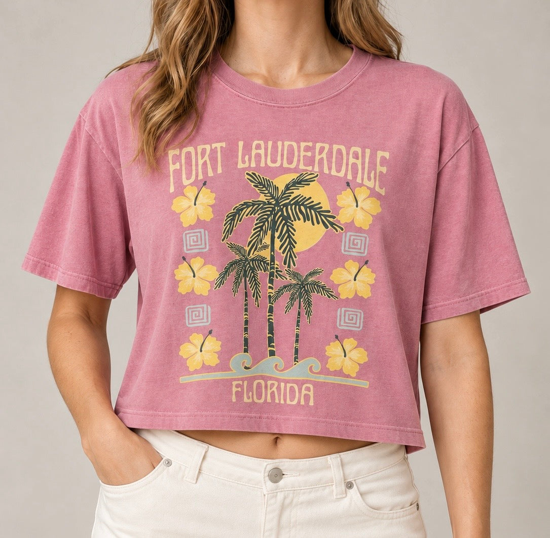 Blue 84 Chill Mood Palm Hibiscus Fort Lauderdale Baby Rib Tank Baltic