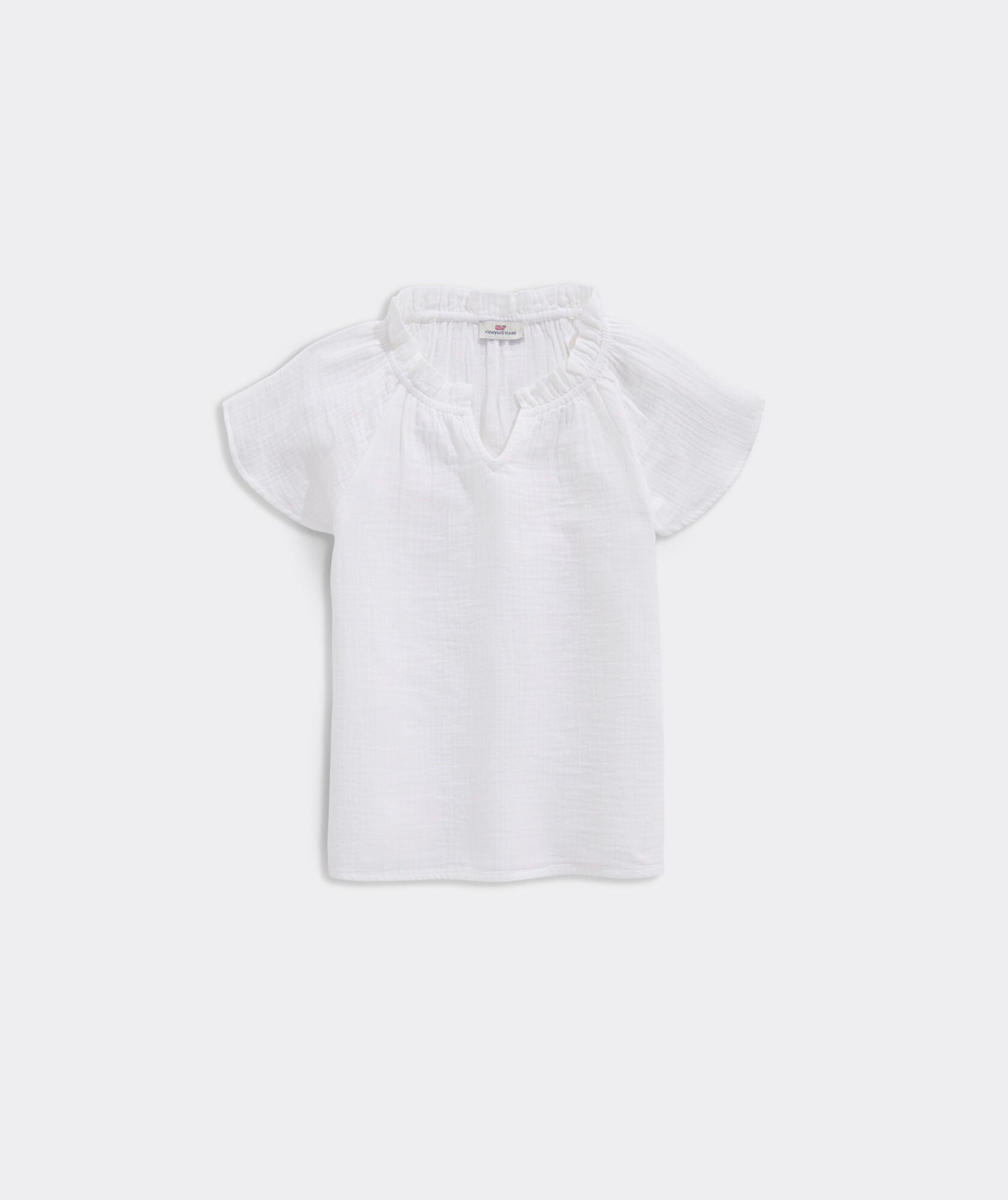Vineyard Vines Girls' Ruffle Top Seastitch Gauze White Cap