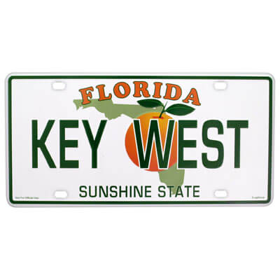 Key West License Car Plate