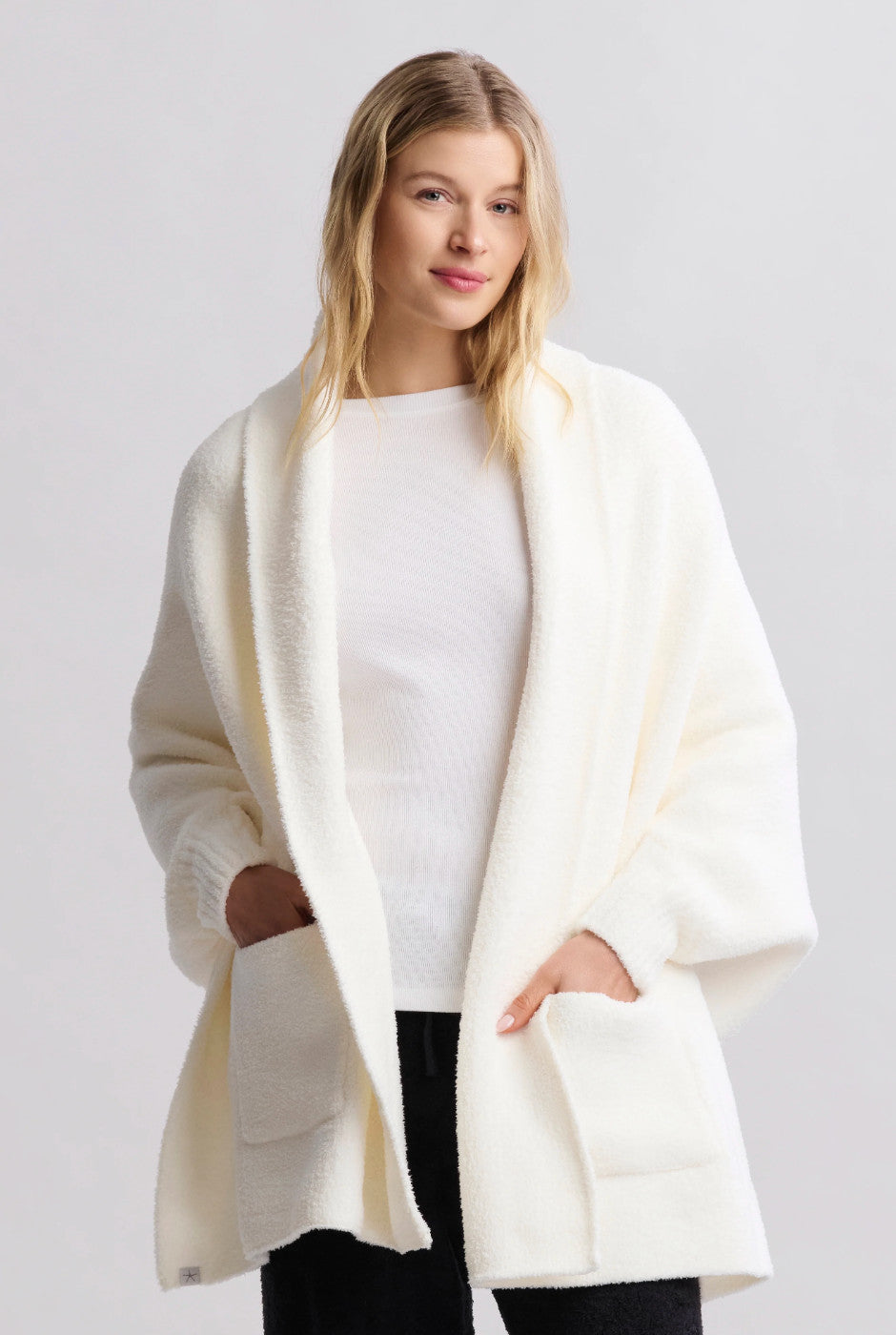 Barefoot Dreams CozyChic Blanket Wrap Pearl O/S