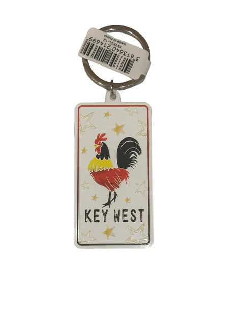 Night Star Rooster Key West License Plate Keychain