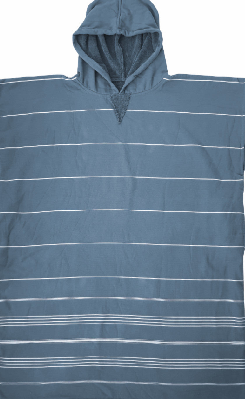 Sand Cloud Classic Stripe Hooded Poncho Teal Blue