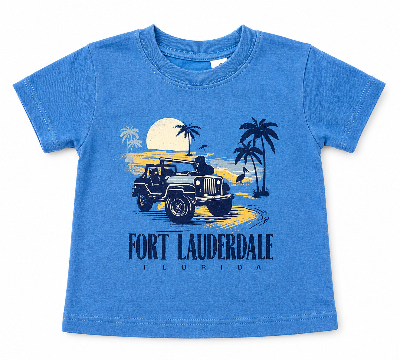 Shaddow and Fish Toddler Plot Stop Jeep Fort Lauderdale Tee Tahiti Blue