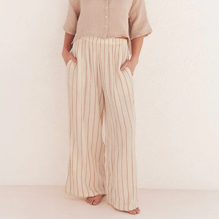 Sand Cloud Sagar Gauze Stripe Pants Beige/Ivory M/L