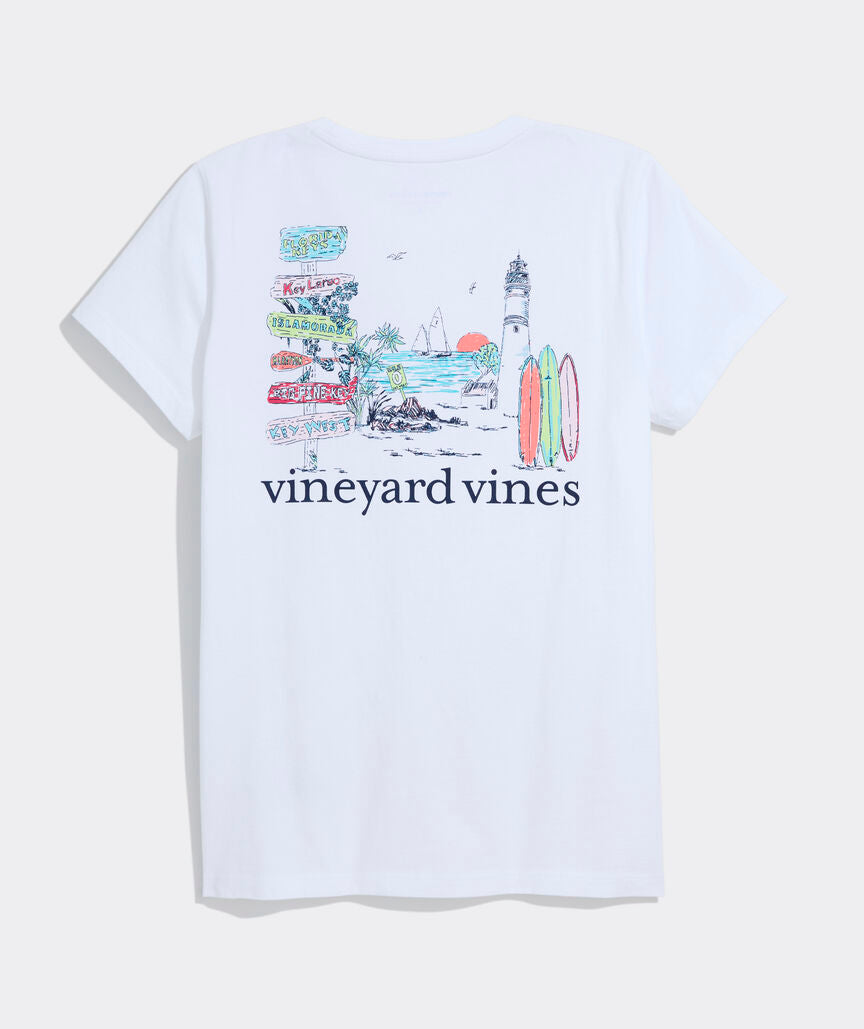 Vineyard Vines Key West Toile Scenic Short-Sleeve Pocket Tee White Cap