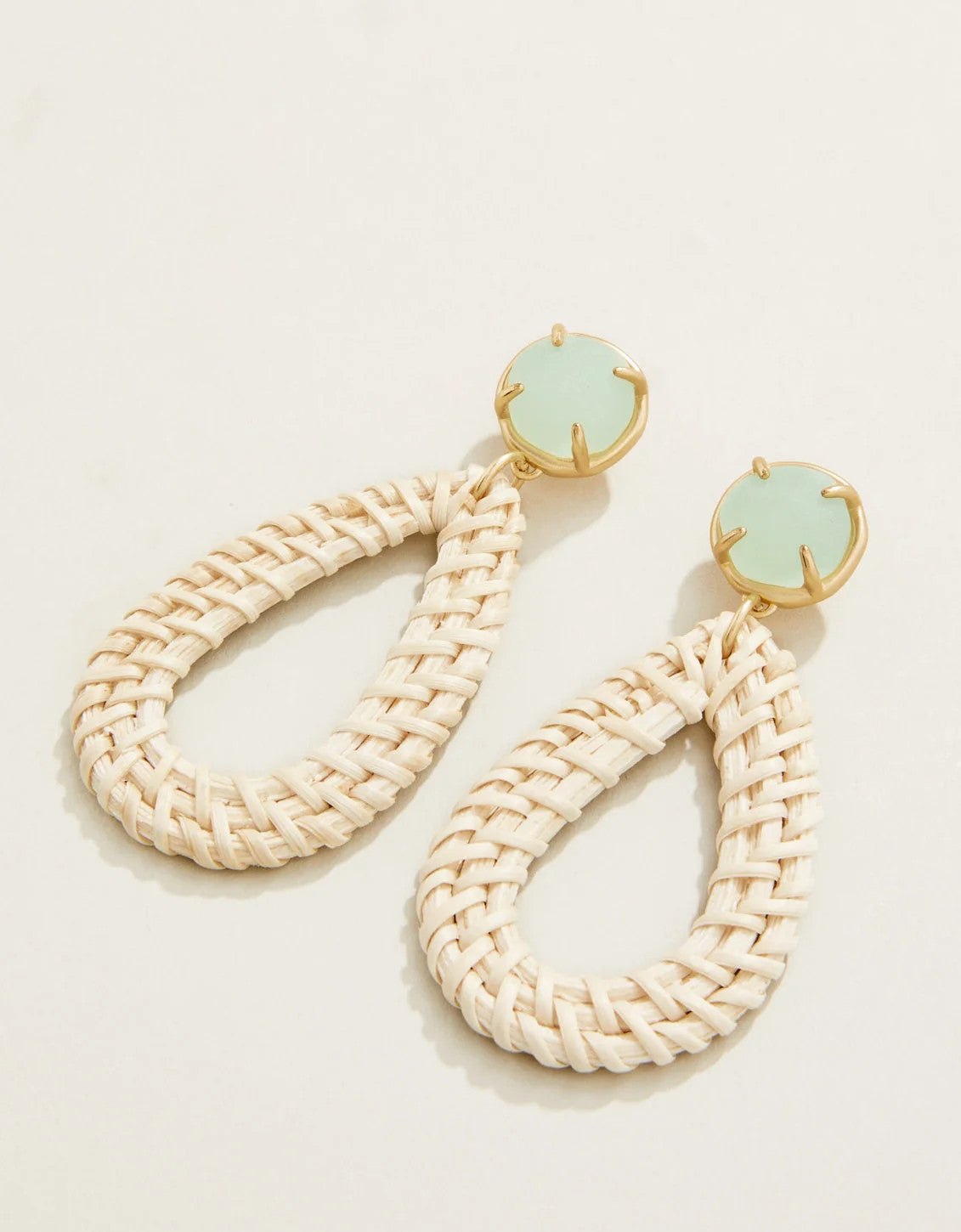 Spartina Poolside Wicker Earrings Sea Foam White