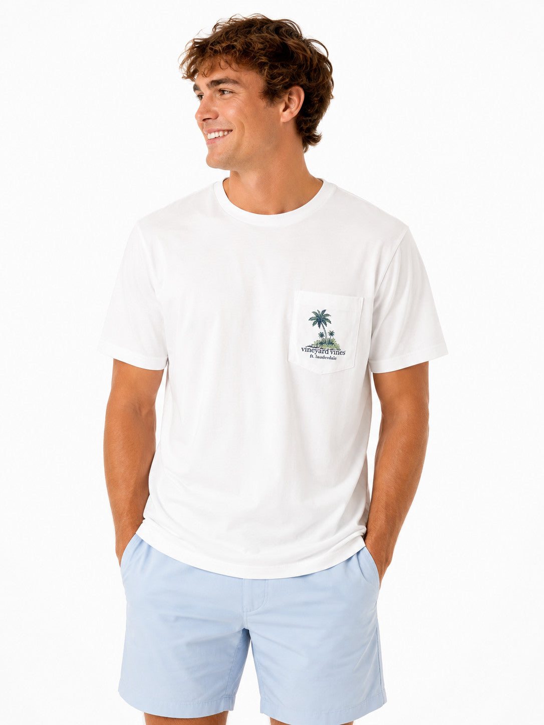 Vineyard Vines Scenic Water Taxi Ft. Lauderdale Pocket Tee Short Sleeve White Cap