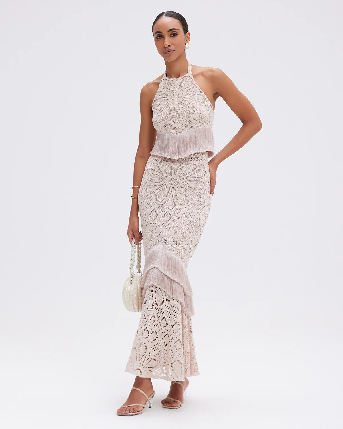 PatBo Flower Crochet Skirt Beige*