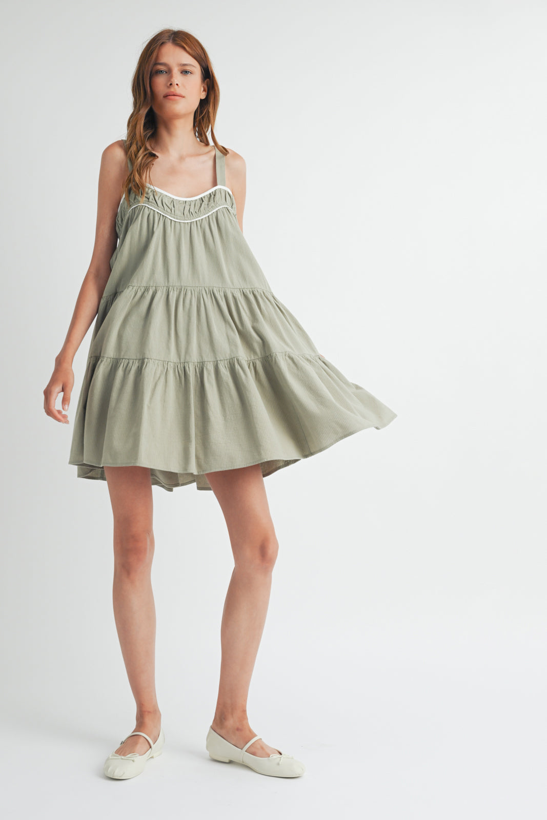 Shaddow and Fish Amy Stripe Trim Mini Dress
