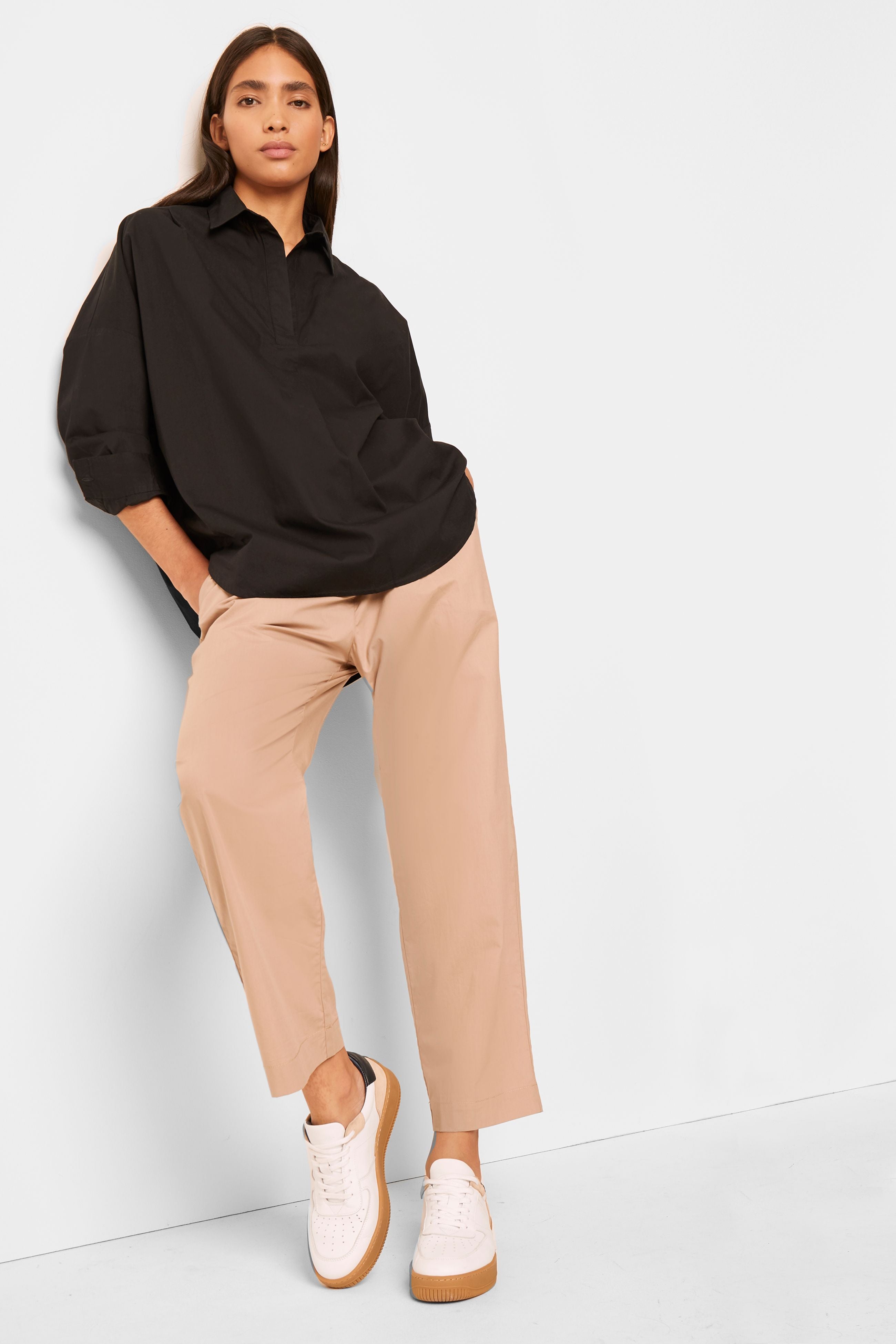 French Connection Rhodes Poplin Popover Shirt Black