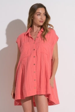 Elan Nicole Oversized Button Dress