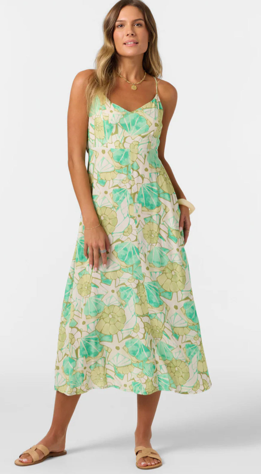 O'Neill Leona Midi Dress Peacock Green
