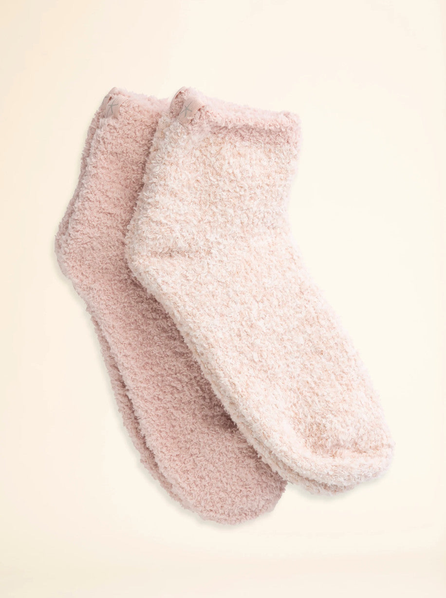 Barefoot Dreams CozyChic 2 Pair Tennis Sock Set Dusty Rose Multi