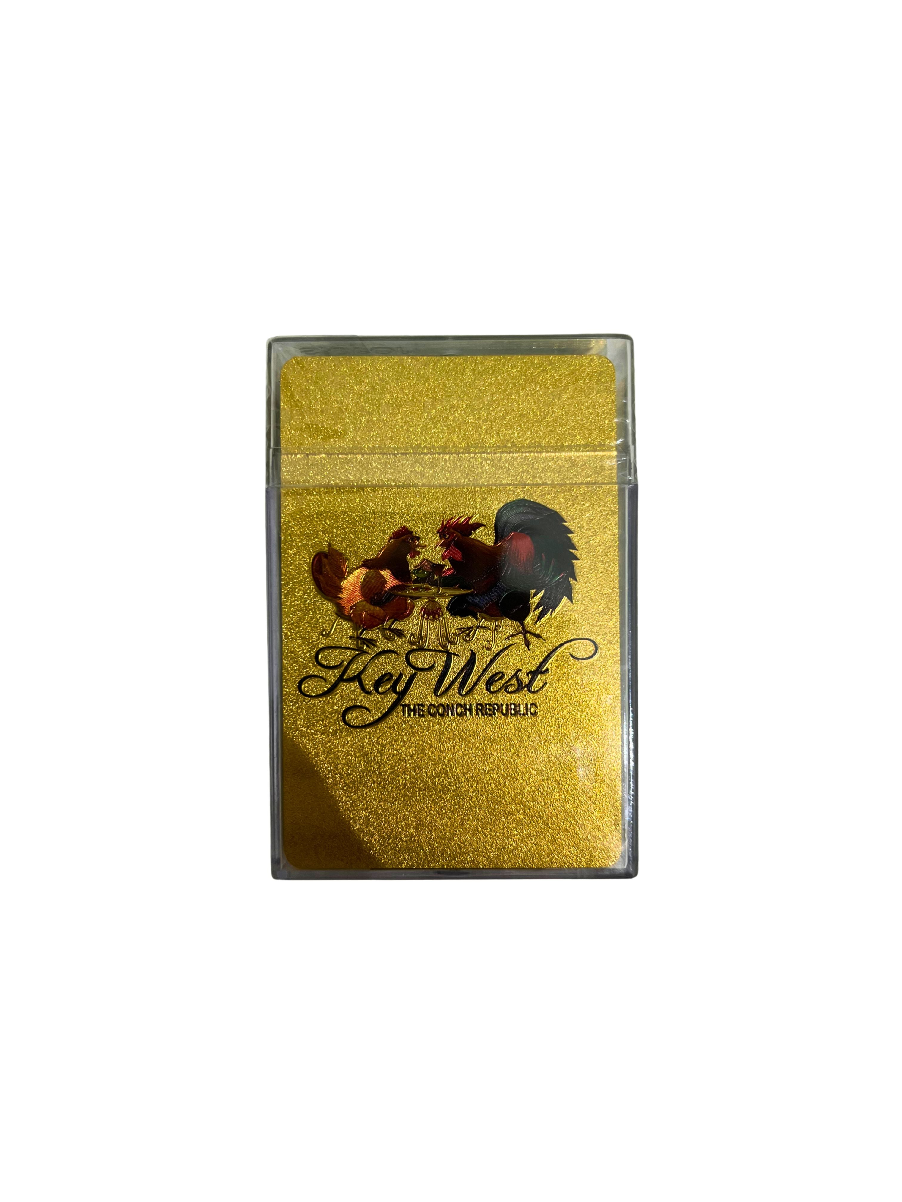 Key West Roosters Gold Foil Playing Cards