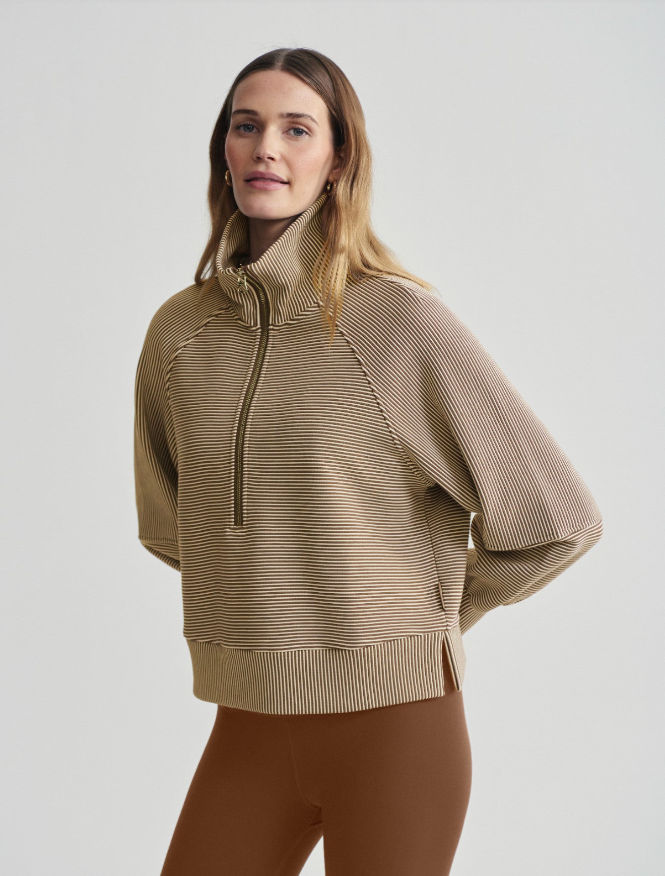 VARLEY Milano Half Zip Sweater 2.0 Golden Bronze/Egret