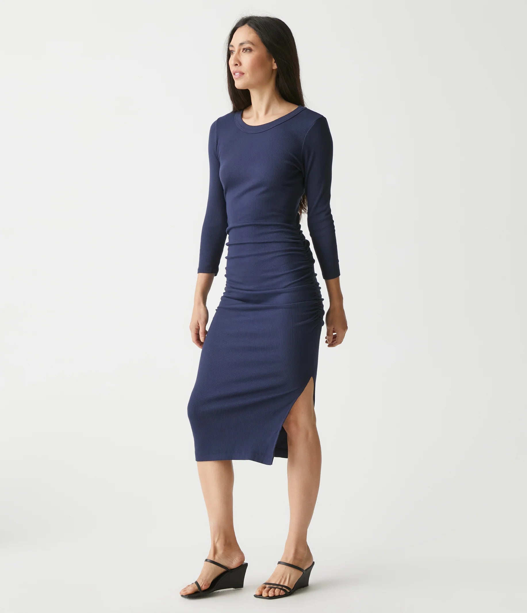 Michael Stars Christina Ribbed Midi Dress Admiral