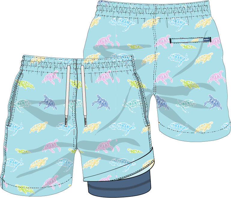 Chubbies The Turtally Awesomes 5.5" Classic Lined Swim Trunk Blue