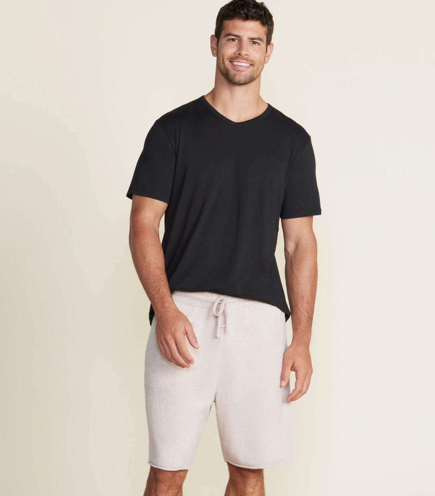 Barefoot Dreams CozyChic Luxe Men's Rolled Edge Shorts Stone