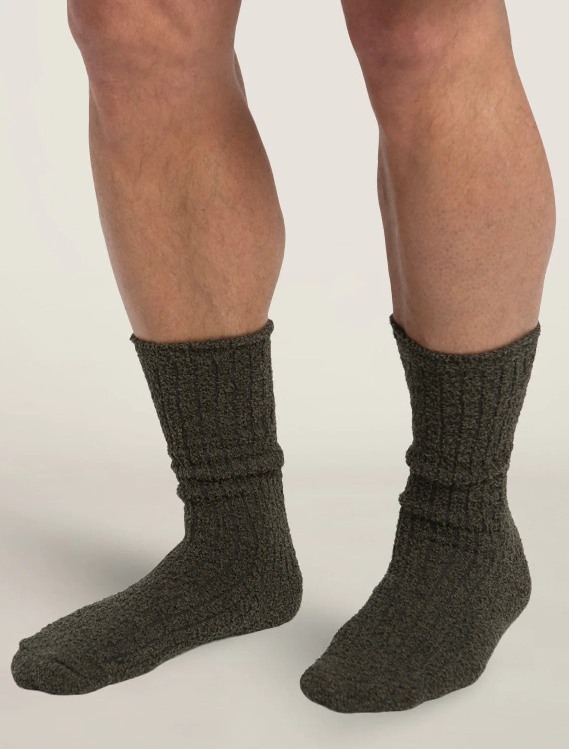 Barefoot Dreams CozyChic Men's Ribbed Socks Heathered Olive/Carbon