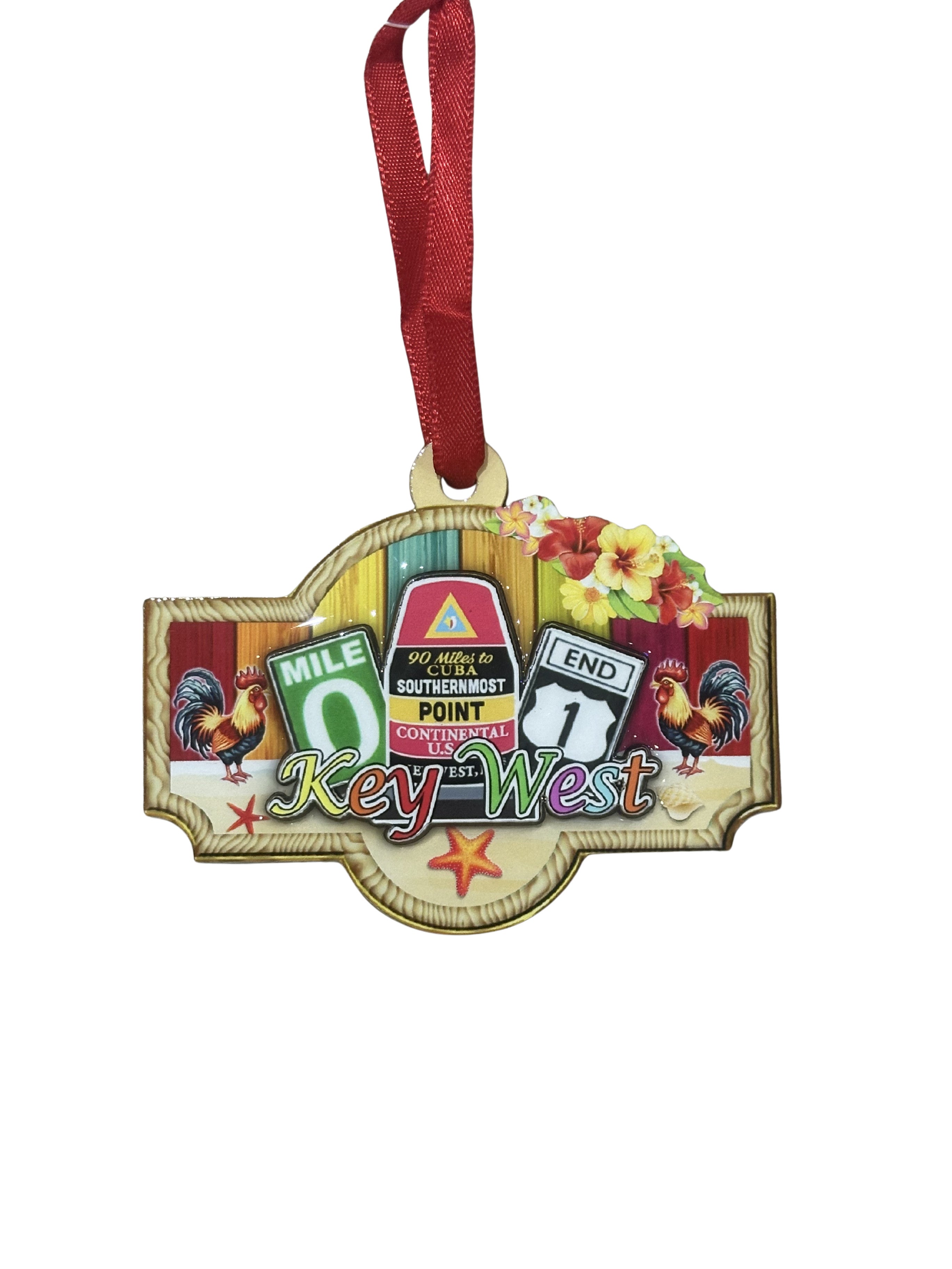Mile 0 Rooster & Highway Markers Ornament