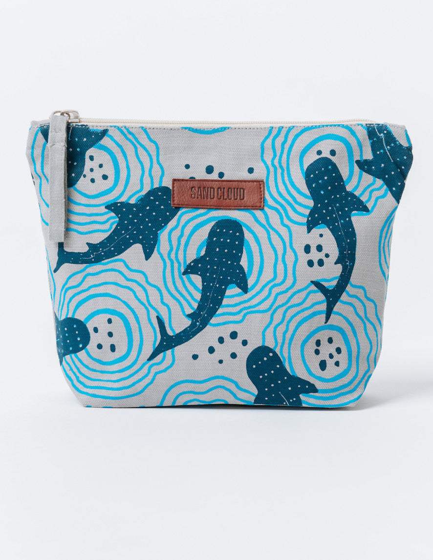 Sand Cloud Shark Ripples Zipper Beach Pouch