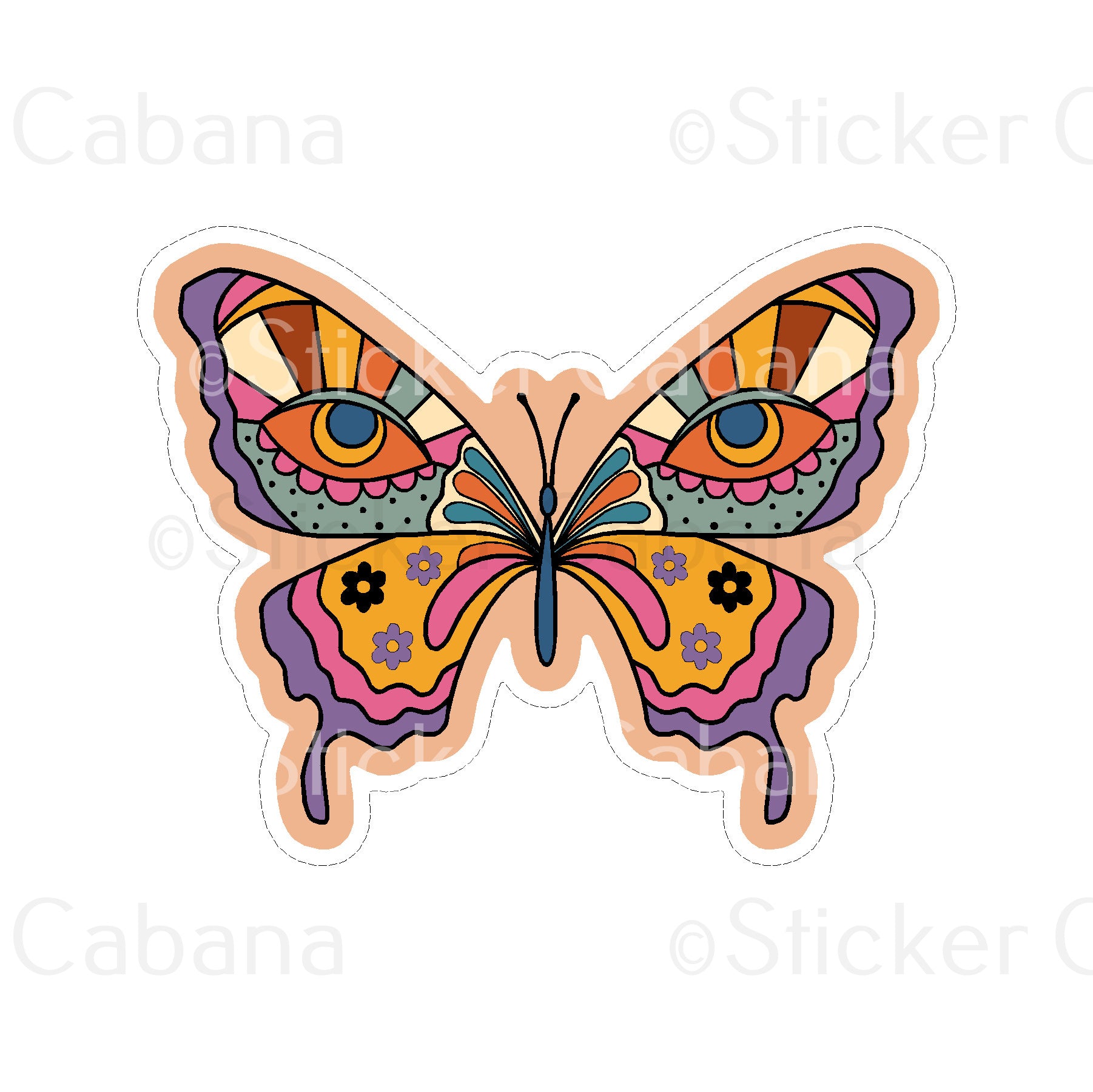 Sticker Cabana Butterfly W/Eyes Large Sticker