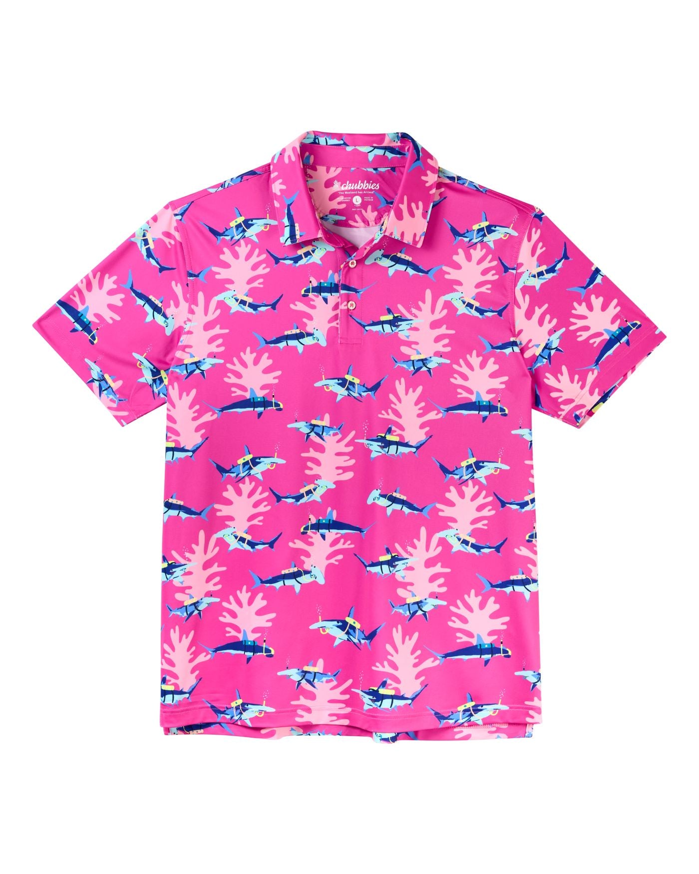 Chubbies The Great Pink Shark Performance Polo