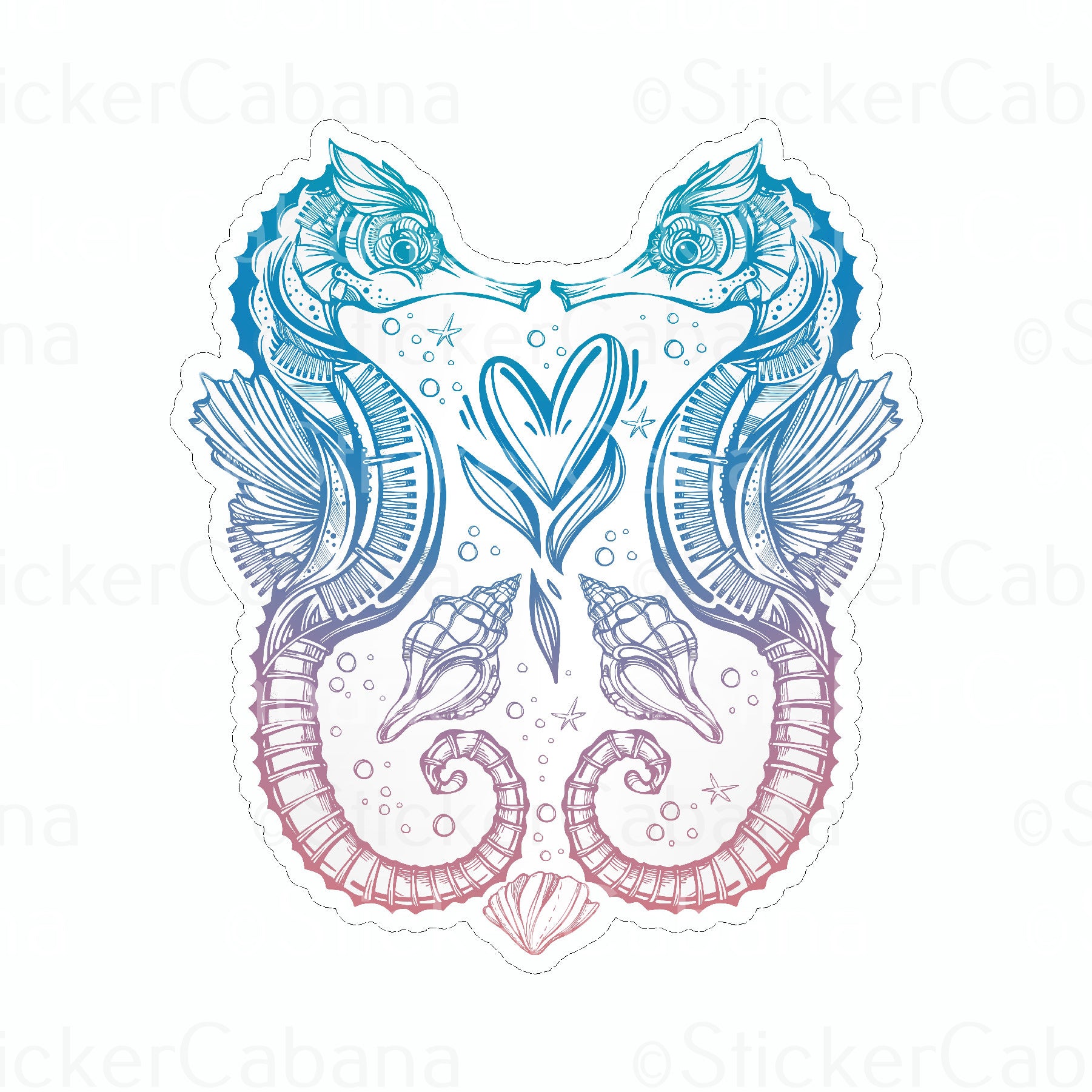 Sticker Cabana Kissing Seahorse Small Sticker