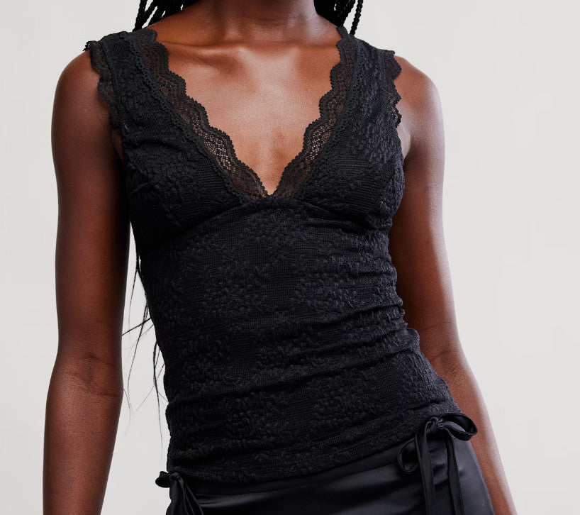 Free People Loved You First Lace Black