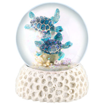 Blue Turtles On Coral Snowglobe