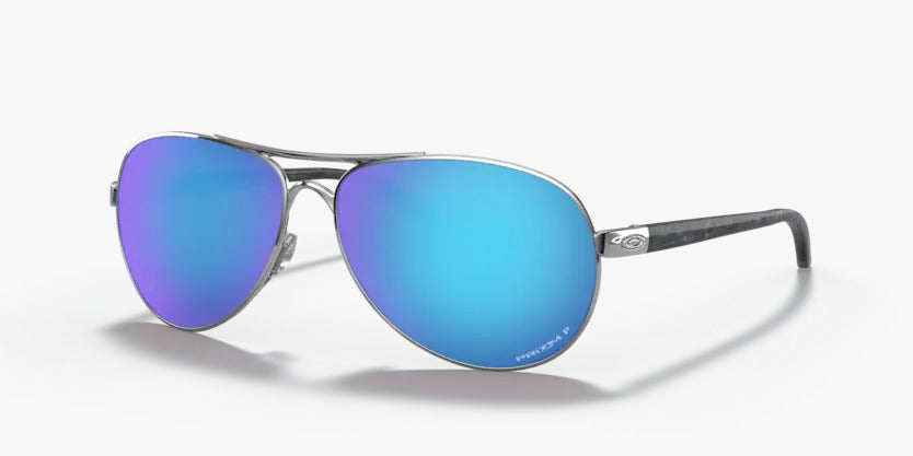 Oakley Polished Chrome w/ Prizm Sapphire Iridium Lens Feedback Sunglasses Polarized