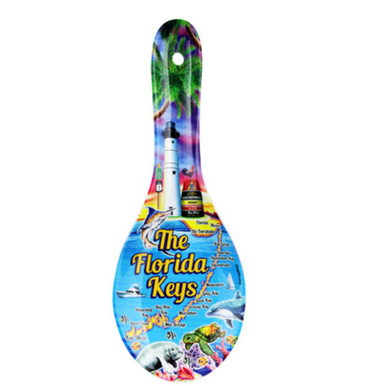 Florida Keys Map & Icons Spoon Rest