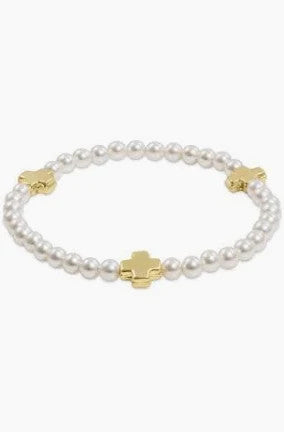 Enewton Signature Cross Pearl Pattern 4mm Bead Bracelet Gold