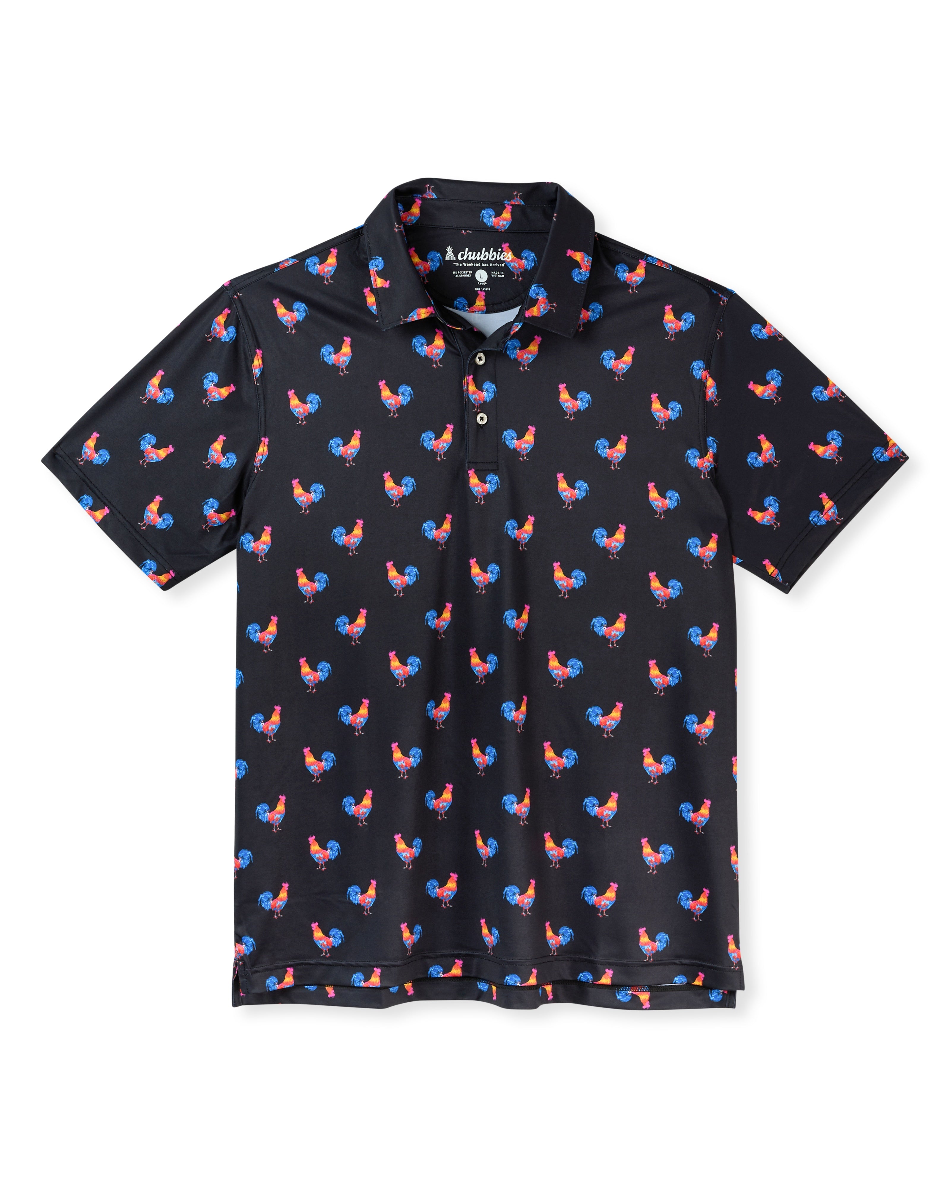 Chubbies The Cockadoodle Doozies Performance Polo Black Pattern Base