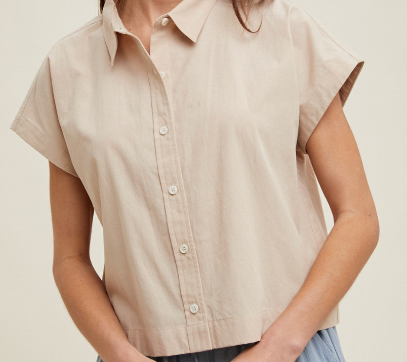 Shaddow and Fish Celeste Relaxed Crop Button-Up Shirt