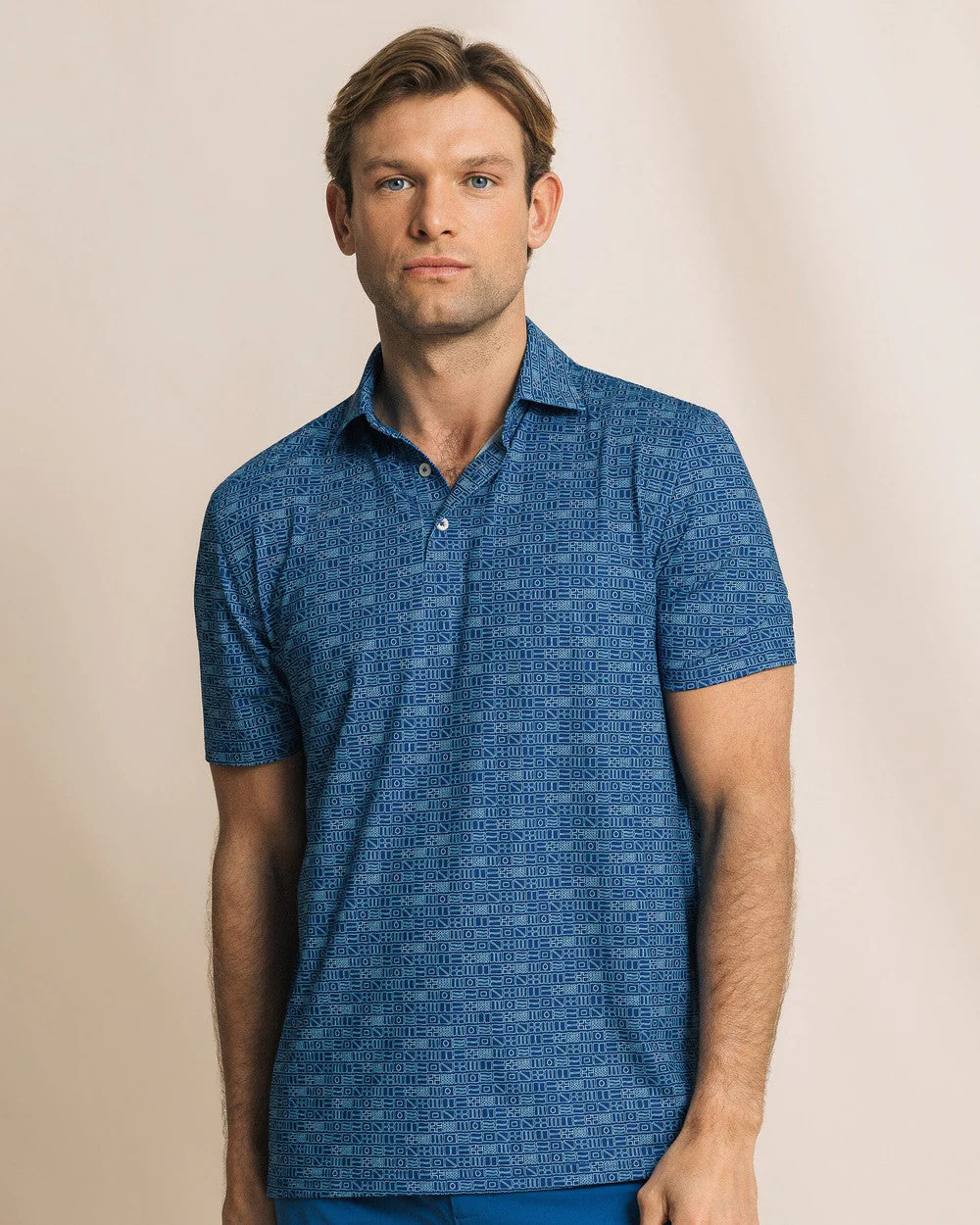 Southern Tide Driver ST Nautical Flag Polo SS Nautical Blue