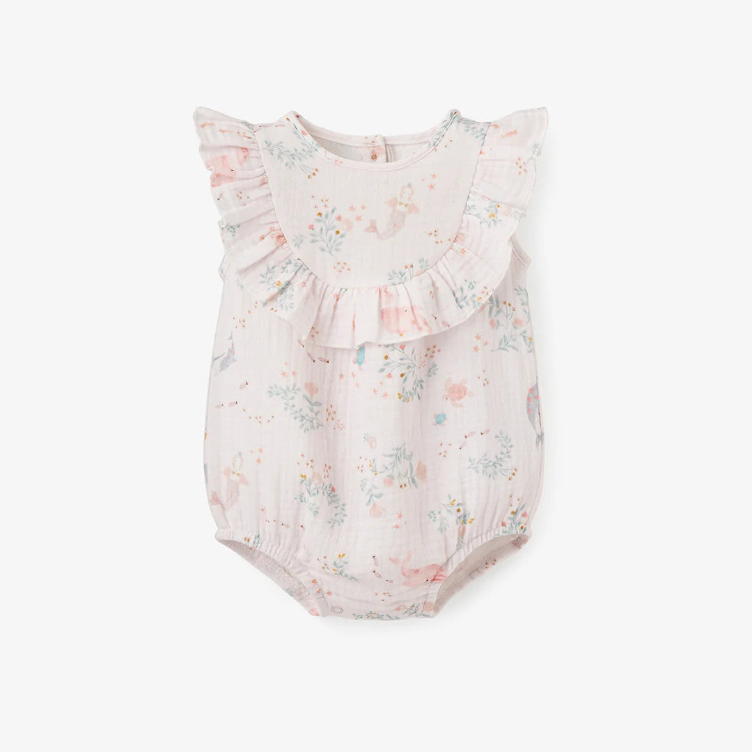 Elegant Baby Sea Magic Organic Muslin Bubble Romper Pink