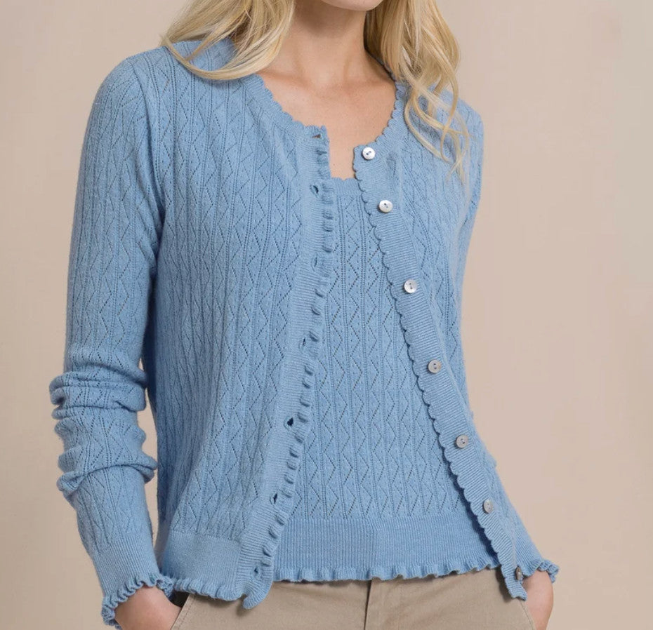 Southern Tide Josefine Pointelle Cardigan Ocean Channel