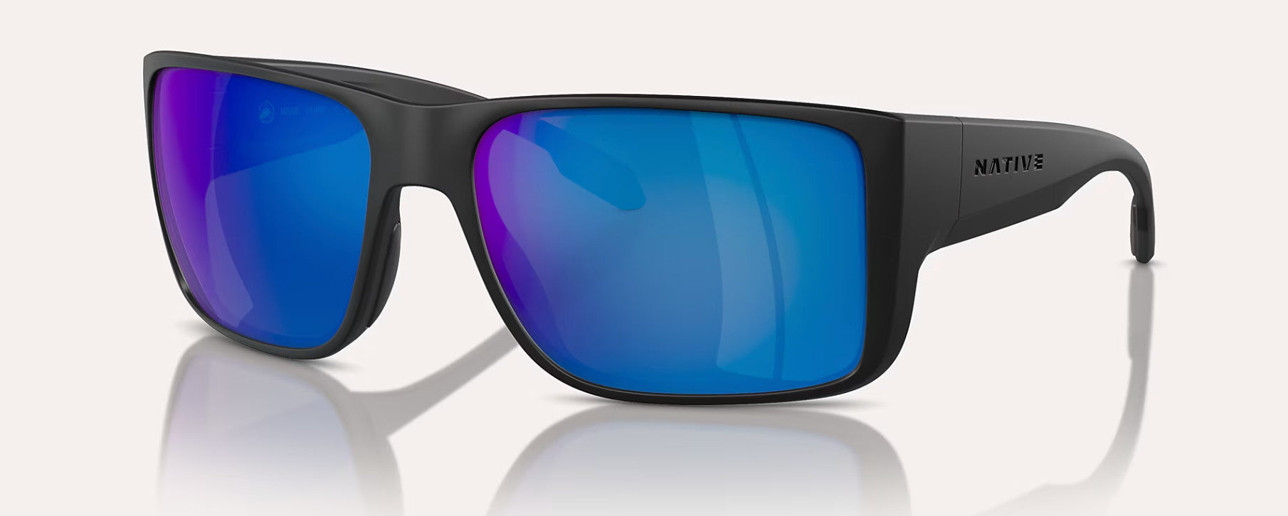 Native Eyewear Bandlands Matte Black Frame w/ Blue Reflex Lens Sunglasses Polarized